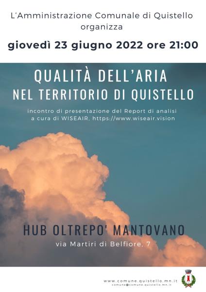 Qualità dell'aria nel territorio di Quistello - 23 giugno 2022