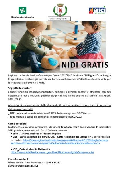 Comune di Quistello Nidi gratis 2022